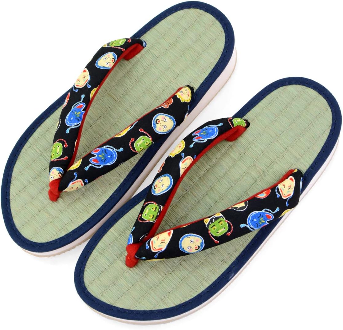 [Takeharu] Women's Sandals, Rush, Made in Japan, Zori Sandals, Round Tatami Sandals, Folding Sandals, Cute Large Size, Flowers, White, Black, Pink, Polka Dots, Non-Slip, Perfect for Your Feet,