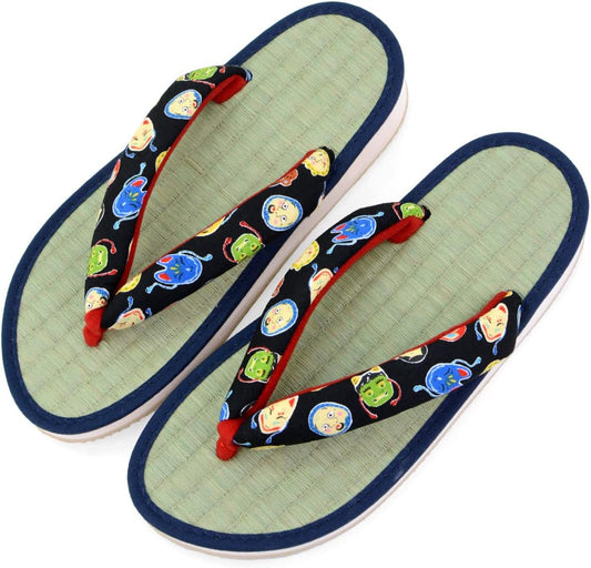 [Takeharu] Women's Sandals, Rush, Made in Japan, Zori Sandals, Round Tatami Sandals, Folding Sandals, Cute Large Size, Flowers, White, Black, Pink, Polka Dots, Non-Slip, Perfect for Your Feet,