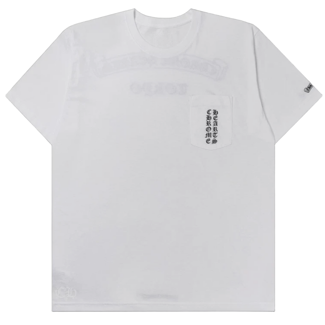 CHROME HEARTS 'VERTICAL LOGO TOKYO SCROLL' WHITE TEE