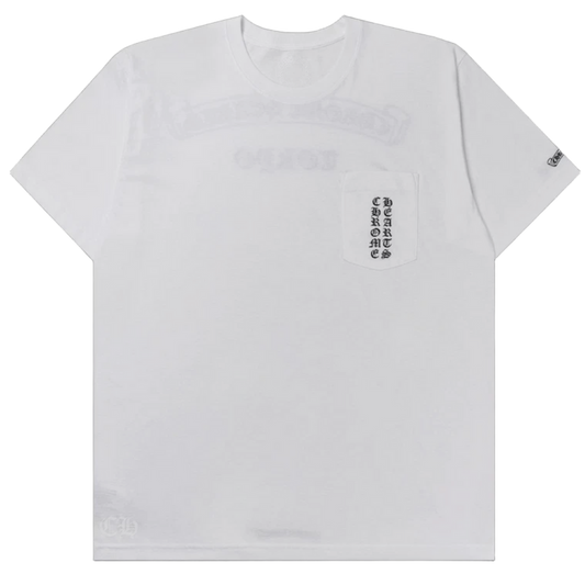 CHROME HEARTS 'VERTICAL LOGO TOKYO SCROLL' WHITE TEE