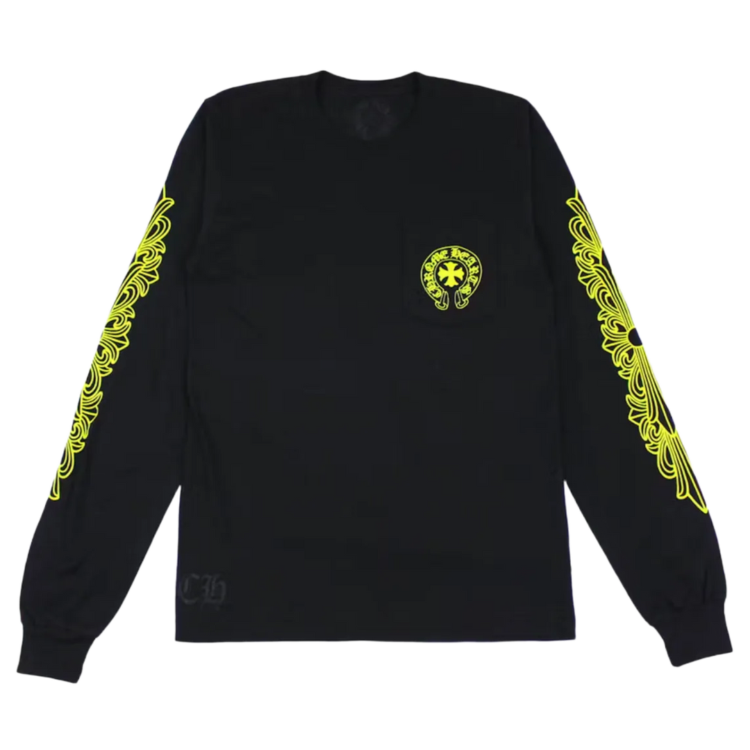 CHROME HEARTS 'MADE IN HOLLYWOOD' YELLOW POCKET LONGSLEEVE TEE