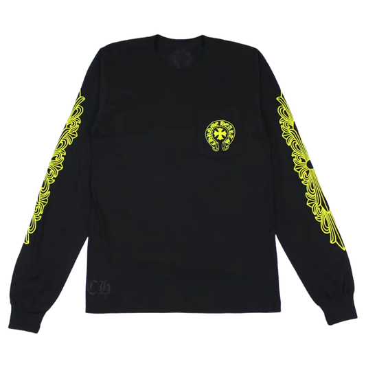 CHROME HEARTS 'MADE IN HOLLYWOOD' YELLOW POCKET LONGSLEEVE TEE
