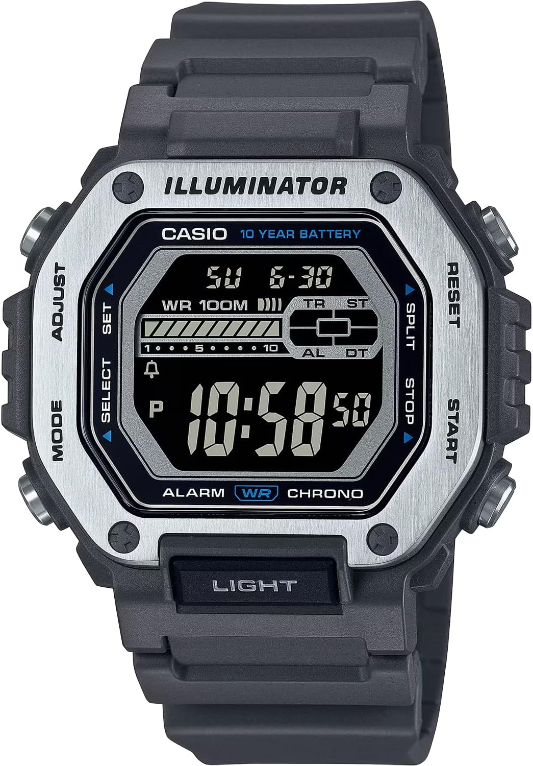 Casio MWD-110 Series Standard Digital Metal Face Men's Watch, Dark Gray (Inverted LCD) MWD-110H-8BV