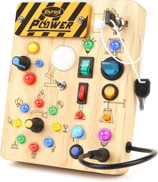 Joyreal Montessori Busy Board Educational Toy, 1 / 2 / 3 Years Old Birthday Gift, Boys, Girls, Educational Toy, LED Toy, Fingertip Education, Early Development