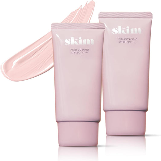Skim Lupo UV Primer, Makeup Base, Sunscreen, SPF 50+ PA++++, Highly Moisturizing, Coverage, Transparent, Pink, Pores, Base Make, Pore Cover, Tone Up, UV Protection, 2 Pieces