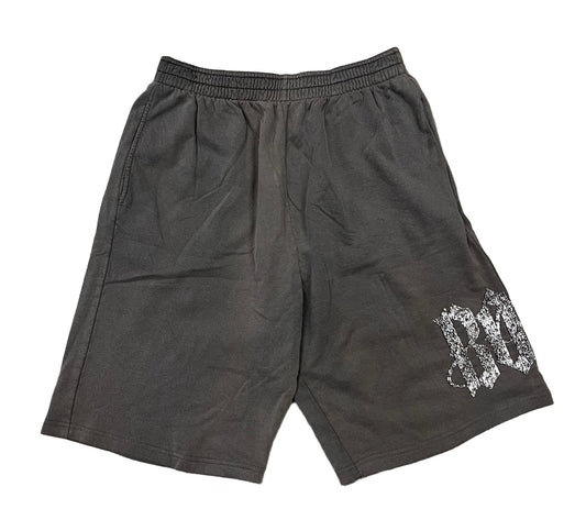 BOSSI 'WASHED GREY AND WHITE' RHINESTONE SWEAT SHORTS