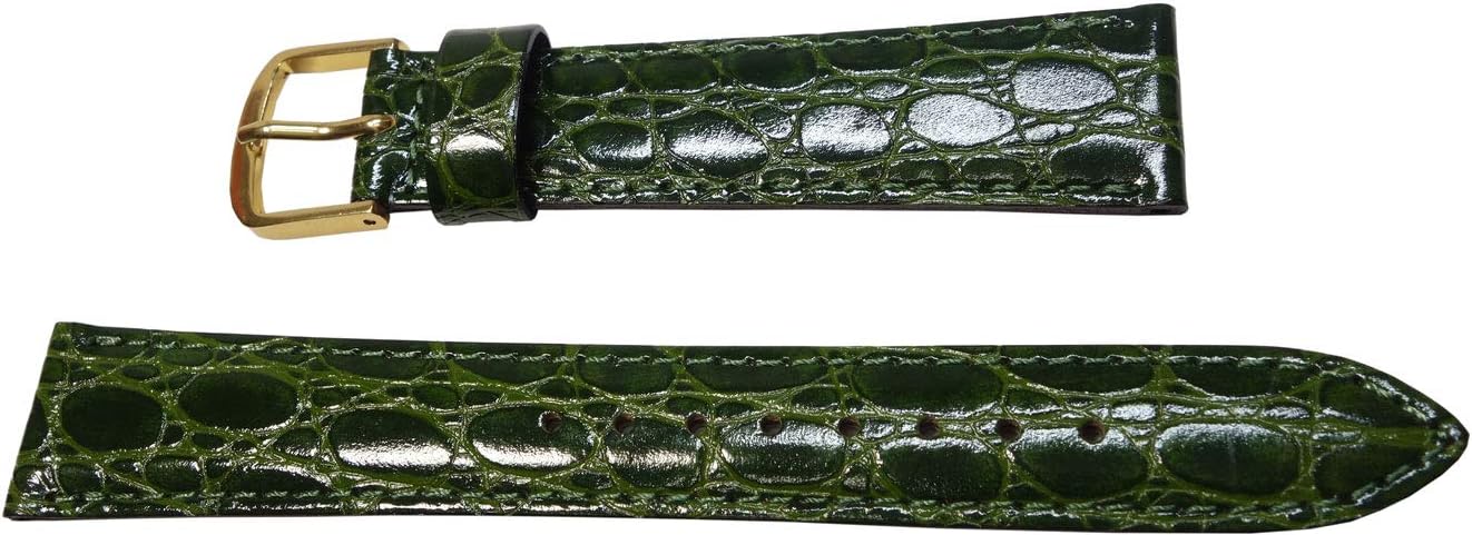 Seiko DE97 Leather Crocodile Embossed Green Men's Watch Band 0.7 inch (18 mm)