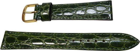 Seiko DE97 Leather Crocodile Embossed Green Men's Watch Band 0.7 inch (18 mm)