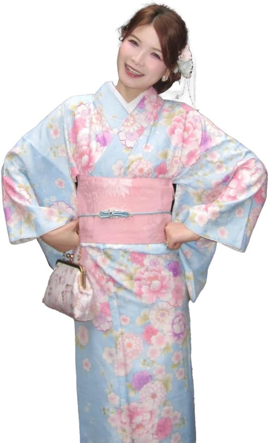 Shyam Inspiration Yukata Fireworks Display, Cute, Yukata, Floral Print Yukata, 5 Piece Set, Includes Obi, Tabi Socks, Decoration, Cotton Linen, Lightweight, Comfortable, One Size Fits Most, Fireworks