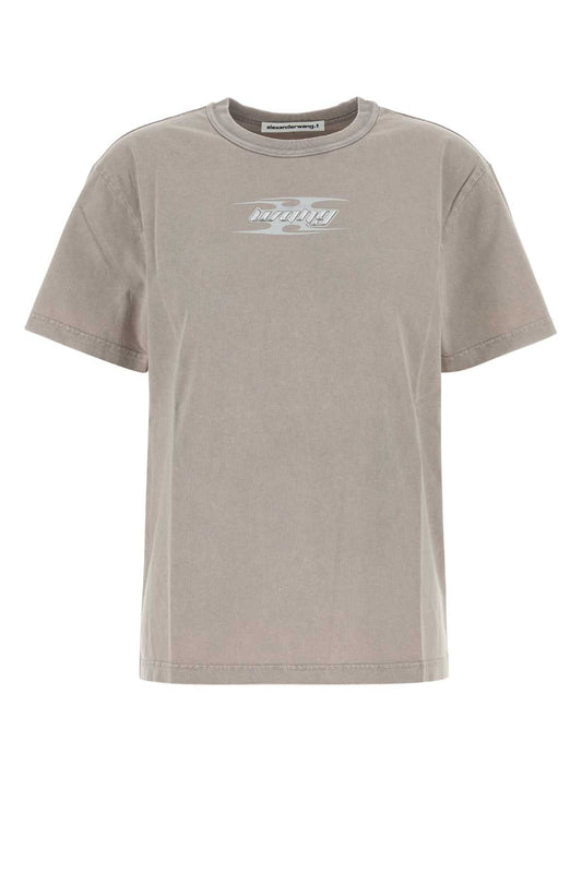 T By Alexander Wang Tによるアレクサンダー・ワン・ダブ・グレー・コットン・Tシャツ - Image 1