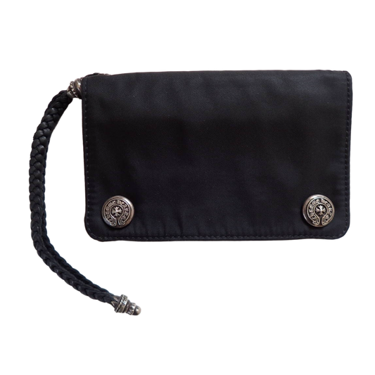 CHROME HEARTS '2 ZIP HORSESHOE BUTTON' NYLON WALLET