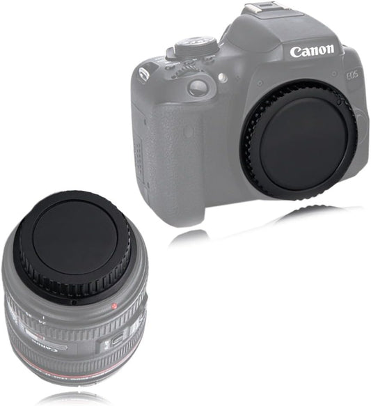VKO Camera Body Cap and Rear Lens Cap for Canon EOS Kiss F/X50/9000D/8000D/X9i/X9/X8i/X7i/X7/X6/X6i/X5/X80/X70/N80D/77D/70D/60D/6D/7D Mark II/5D Mark III/5D Mark IV etc. (set of 2)
