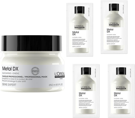 L'Oreal Professional Metal DX Mask, Free Sample, Hair Treatment, Suitable for All Hair Types, Metal, Anti-Break, Moisturizing, Coating, Smooth, Smooth, Keeps Beautiful Colored Hair, 8.5 fl oz (250 ml)