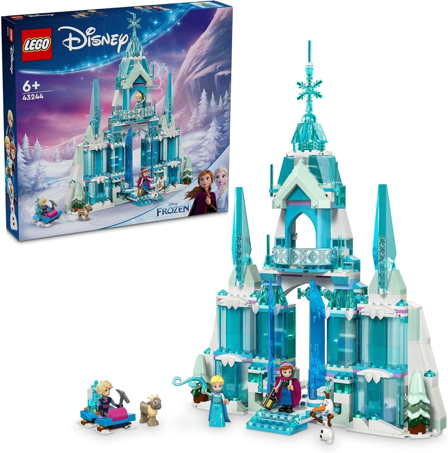 LEGO Disney Princess Elsa's Ice Palace Toy, Building Blocks, Educational, Birthday Gift, Present, Boys, Girls, Children, 6, 7, 8, 9 Years, Frozen, Disney, 43244