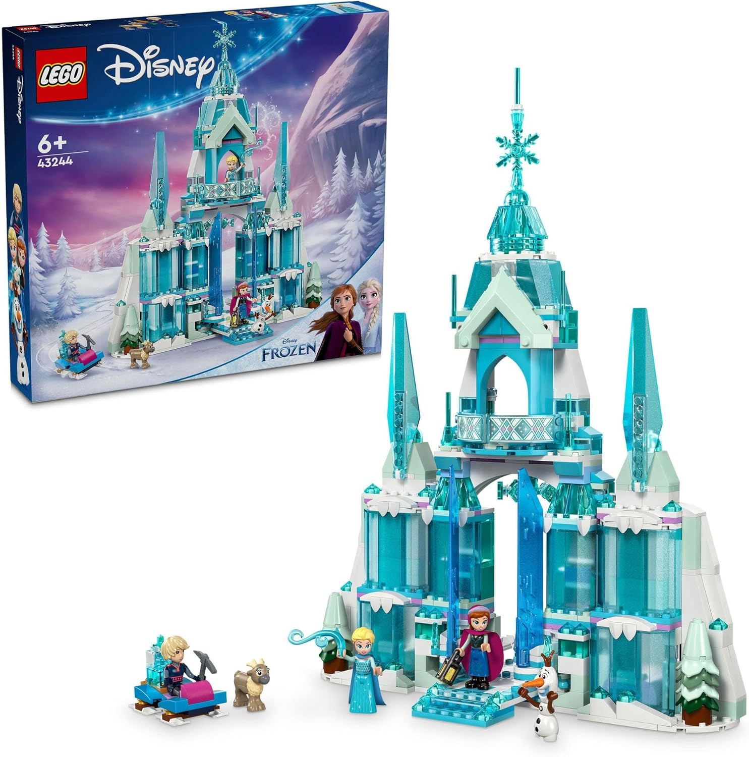 LEGO Disney Princess Elsa's Ice Palace Toy, Building Blocks, Educational, Birthday Gift, Present, Boys, Girls, Children, 6, 7, 8, 9 Years, Frozen, Disney, 43244