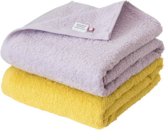 Broome Imabari Towel, Certified, Fleur Towel, Soft, Absorbent, Quick Drying, Easy to Use, Thin, Made in Japan, Assortment (Lavender and Mimosa), Set of 2 Bath Towels