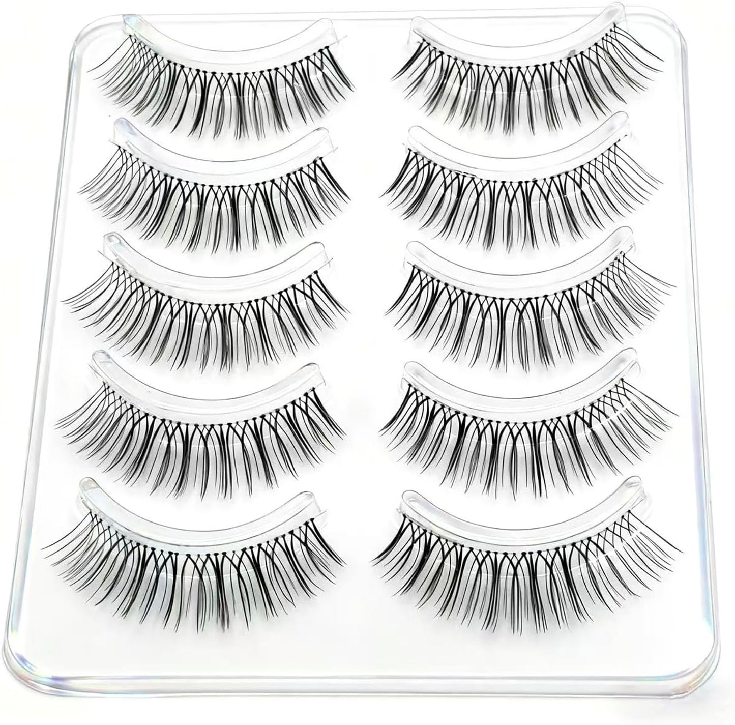 False Eyelashes, 5 Pairs Natural, Transparent Eyelashes, Single Eyelashes, Upper Eyelashes, Handmade, Hand Winding Eyelashes, Makeup Eyelashes, Present, Commuting to Work