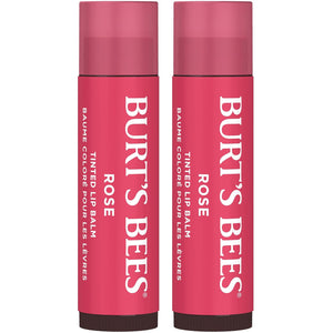 Burt's Bees - Bálsamo labial para rellenar los calcetines, fórmula de bálsamo tintado 2 en 1 de larga duración, infusión de color con manteca de karité hidratante, rosa pétalo (paquete de 2)