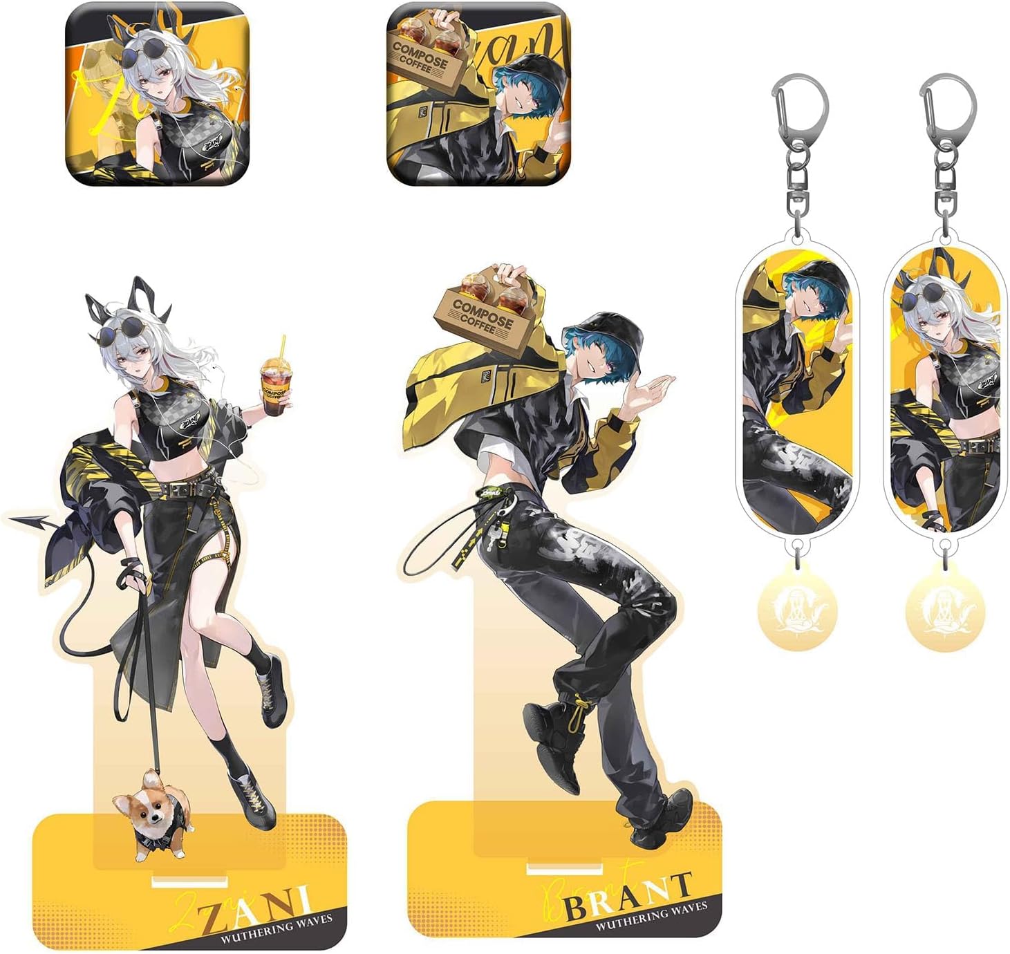Naruo Goods Korean Collaboration Zanny Goods Naruo Brand Acrylic Stand Keychain Can Badge Lucky Bag Set Cute Game Anime Moe Goods Cosplay Accessories Birthday Present Gift (Total of 6 items) [Parallel
