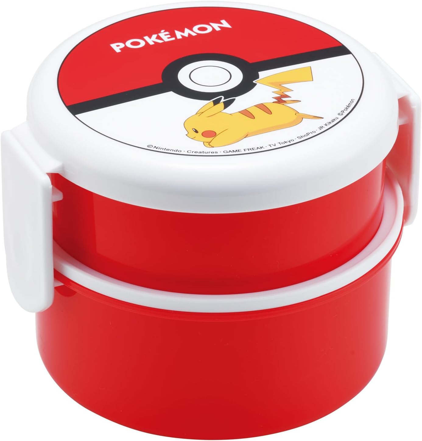 Skater ONWR1-A Round Bento Box, 16.9 fl oz (500 ml), 2 Tiers, With Fork, Made in Japan, Pokemon Pokeball 25