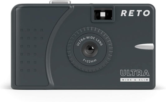 RETO Ultra Wide & Slim 35mm Reusable Daylight Film Camera - 22mm Wide Angle Lens, Focus-free, Lightweight, Easy to Use (Charcoal)