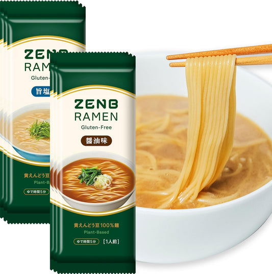【 Gluten-Free Ramen 】ZENB Zenbu Ramen Bag Noodles Meal Kit 6 Servings (Soy Sauce Flavor 3 Servings + Savory Salt Flavor 3 Servings) Quick Boil 4 Minutes [Low Carb, Gluten-Free, Bag Ramen, Sugar