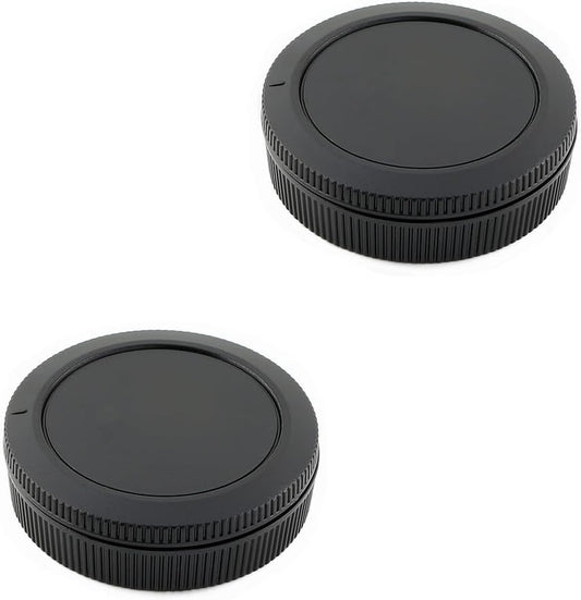 2 Pack Rear Lens Cap and Camera Body Cap Cover Kit for Canon EOS R50 R10 R8 R7 R6 R6 Mark II R5C R5 R3 RP R Ra RF Mount Mirrorless Camera