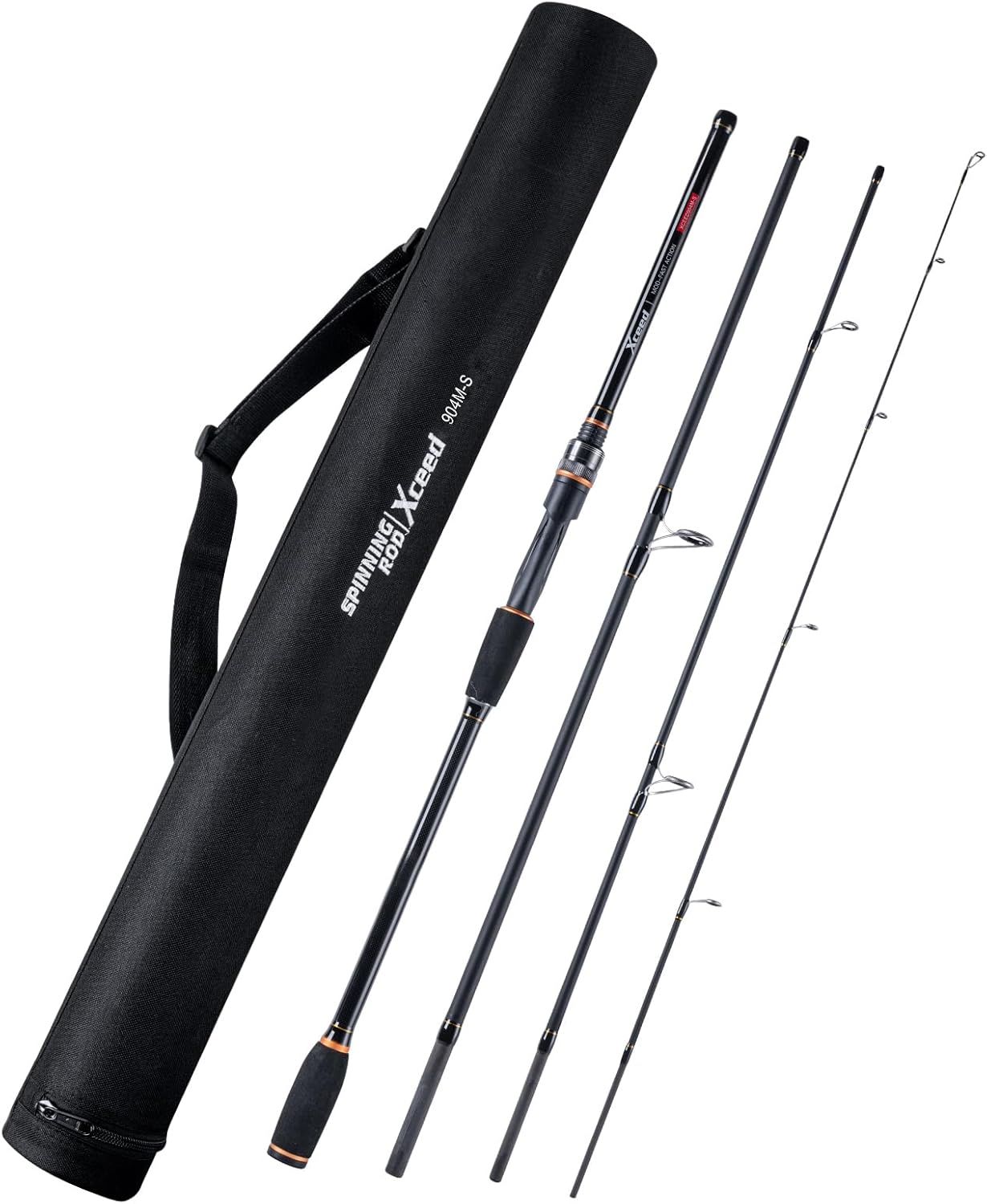 VUONG Spinning Rod, Sea Bass Rod, Black, 5.8 ft (1.98 m, 2.1 m, 2.4 m, 2.7 m, 3.0 m, 3.3 m, 3.6 m), Fishing Rod, EVA Grip, Carbon, Lightweight, Portable, Cast Rod, For Saltwater and Freshwater Sea