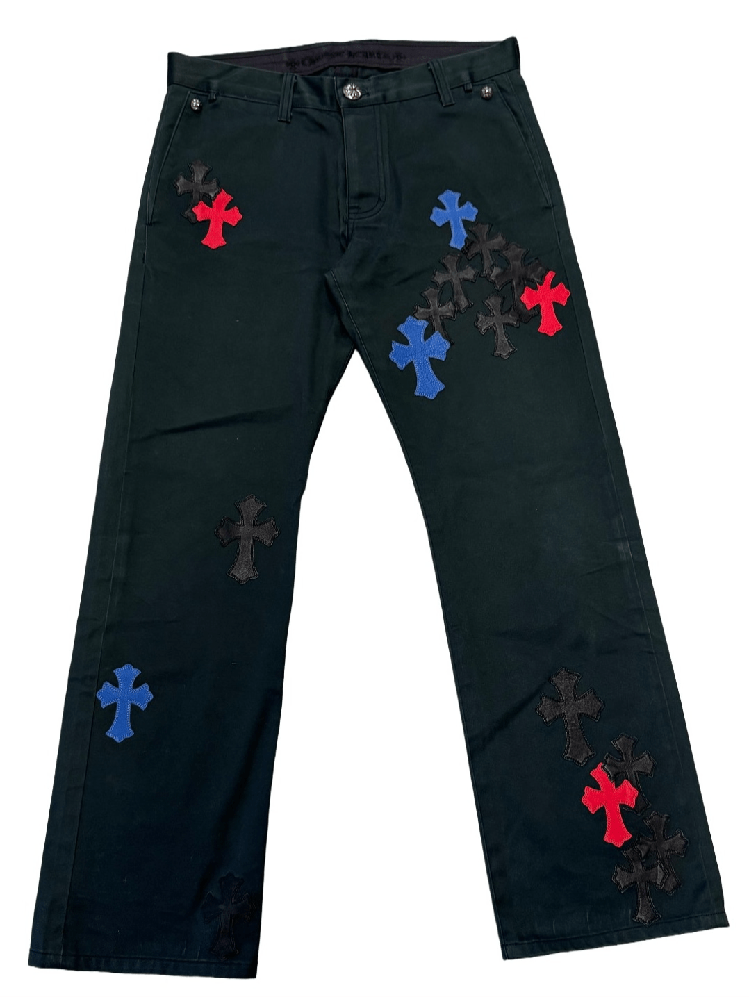 CHROME HEARTS '35 PATCH' BLACK CHINO PANTS