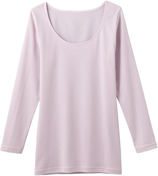 GUNZE CFA CB3246 Women's Inner Shirt, Smooth 100% Cotton, Long Sleeve, Made in Japan