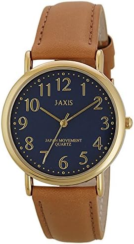 J-AXIS HG198 Classical Simple Watch, Synthetic Leather, Easy to Read, Work People and Students, Unisex Camel