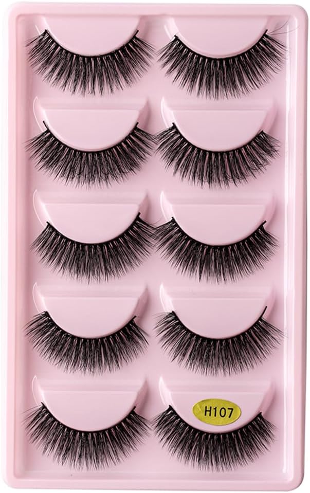 5 Pairs 3D Long False Eyelashes Fake Mink Eyelashes Ultra Thick Stage Makeup Natural Extension False Eyelashes Handmade (H107)