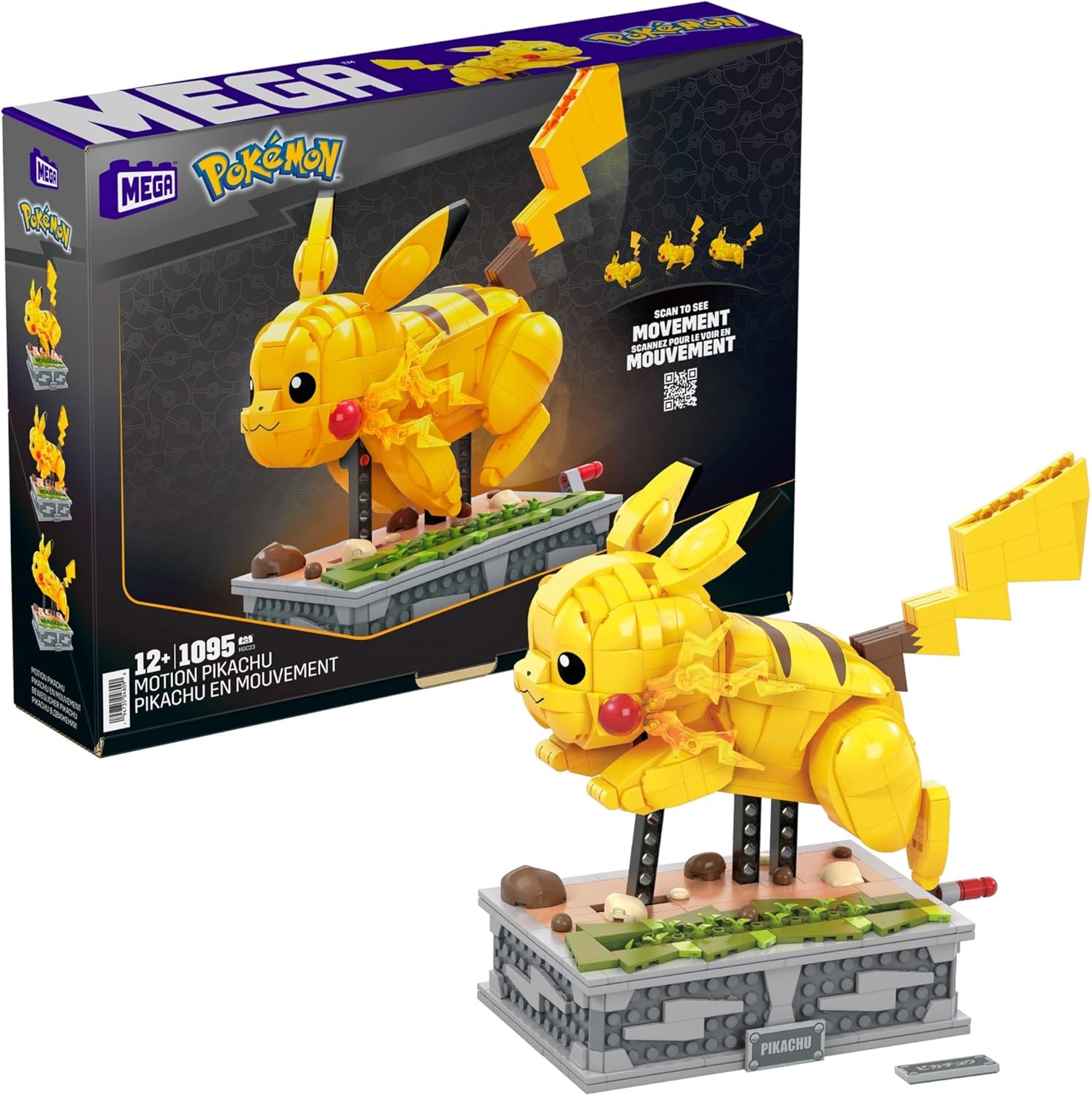 Mega Bloks Pokemon Pikachu Runs! Moving Pikachu Block Set, Number of Pieces: 1095 Pieces, Ages 12 and Up HGC23