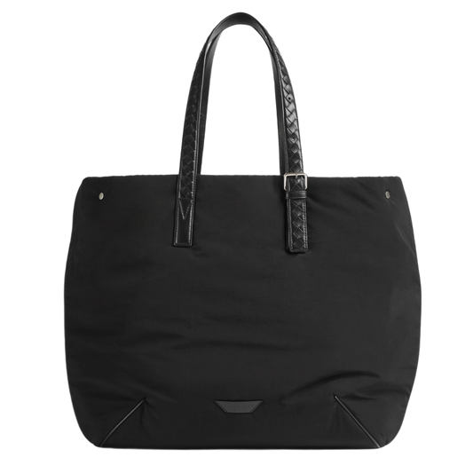 BOTTEGA VENETA 'BLACK' LOGO PATCH TOTE BAG