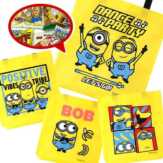 New Minions Tote Bag, Assorted Sweets, 4 Types, Random Choice, Dagashi, Sweets Set, Events, Presents, Fun Party, Children's Association, Christmas Party