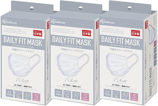 Iris Ohyama PN-YW30S Non-Woven Pleat, Made in Japan, Small, 90 Pieces, Soft, Increased Breathability, Prevents Stuffiness, Ear Pain, White