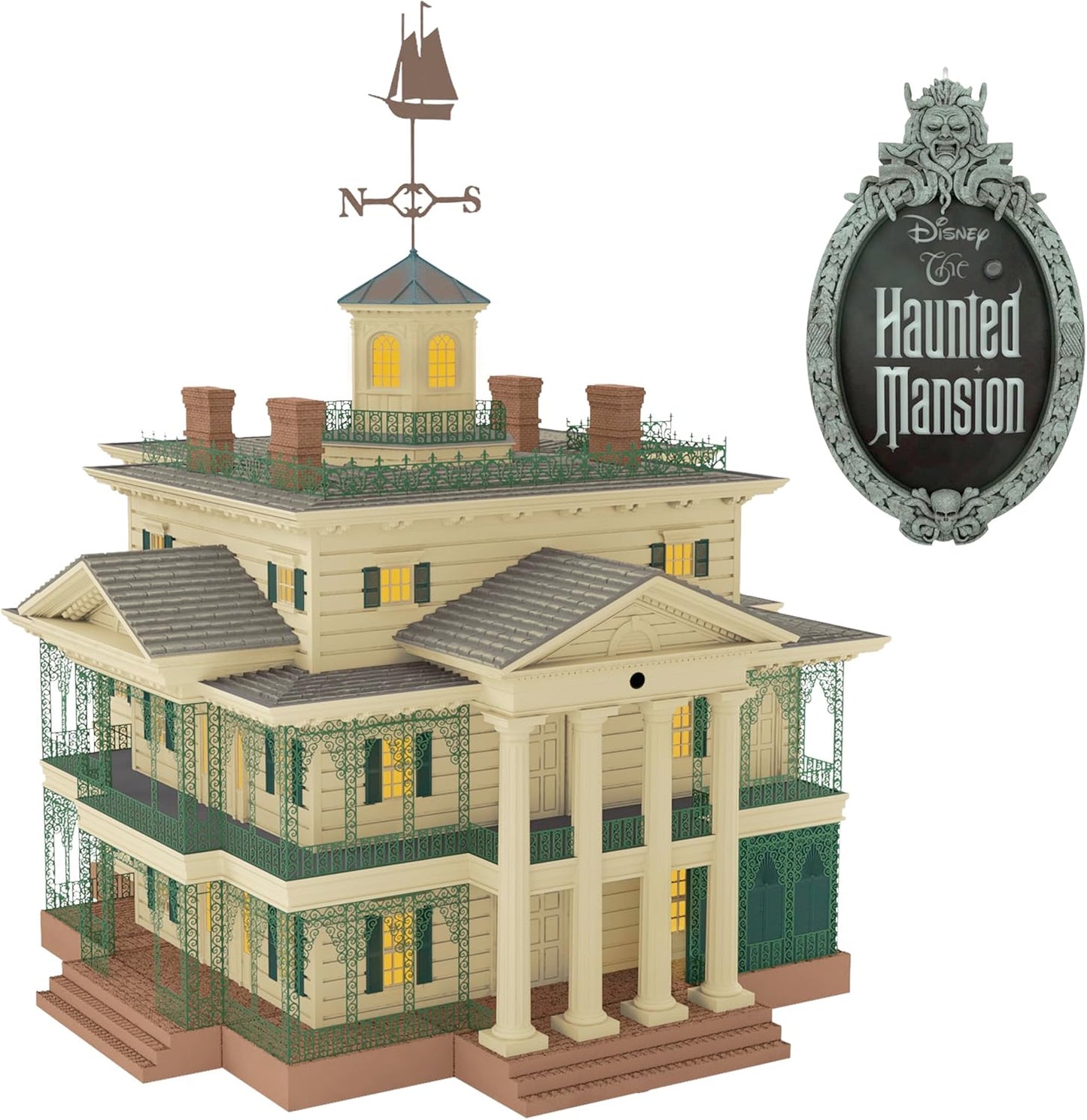Hallmark Keepsake Decoración para árbol de Navidad, colección The Haunted Mansion de Disney, Disneyland Manor con luz y sonido, regalos para los fanáticos de Disney