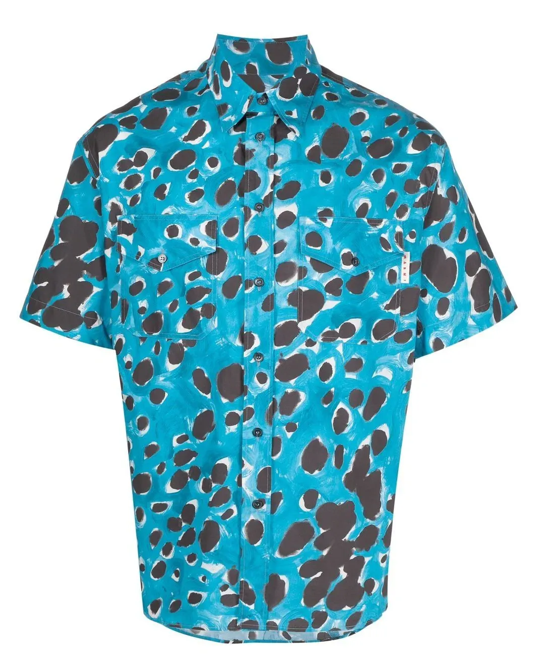 MARNI 'PAINT DOTS' BLUE BUTTON SHIRT