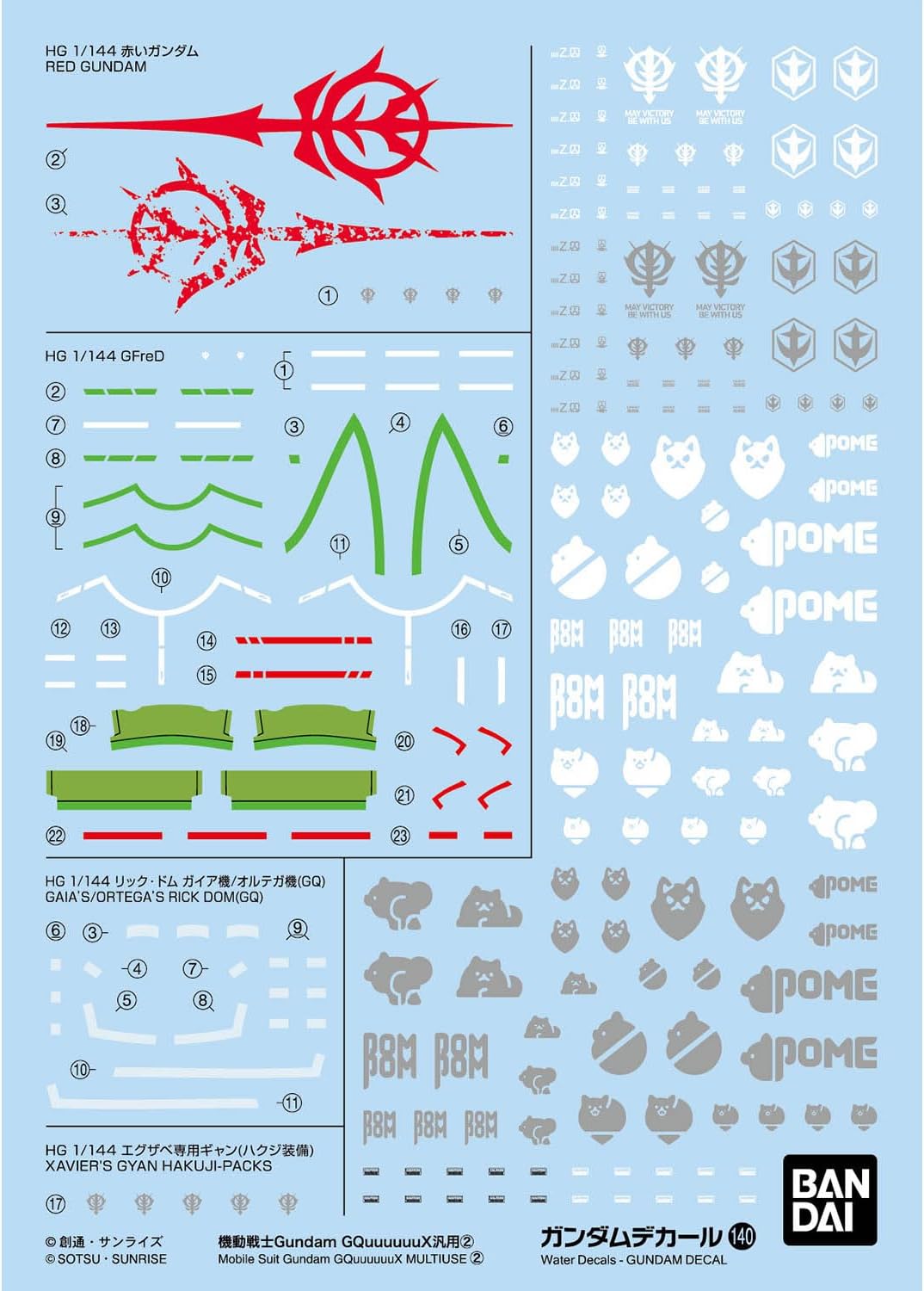 Bandai Spirits Gundam Decal No.140 Mobile Suit Gundam Gquuuuuux Universal 2 Water Transfer Decal