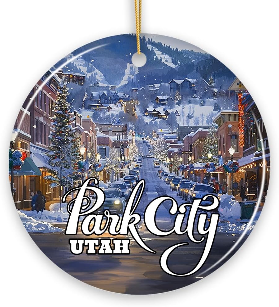 Adorno de cerámica de la ciudad del parque culturalmente artístico, recuerdo de Navidad de Utah (versión 1)