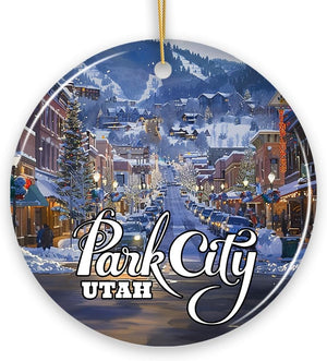Adorno de cerámica de la ciudad del parque culturalmente artístico, recuerdo de Navidad de Utah (versión 1)