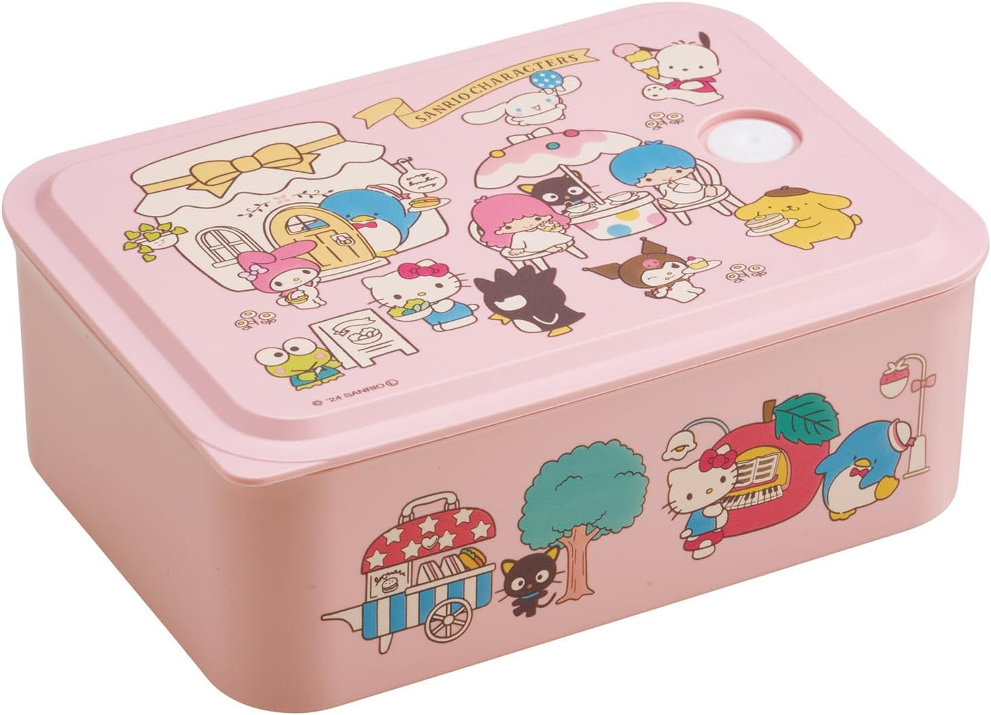 Skater Bento Box, Picnic Lunch Box, M Size, 1 Tier, Microwave Safe with Lid, 23.7 fl oz (700 ml), Sanrio All Stars Village, PL70B-A