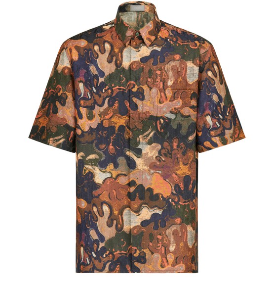 DIOR X PETER DOIG 'OBLIQUE CAMO' SILK BUTTON UP SHIRT