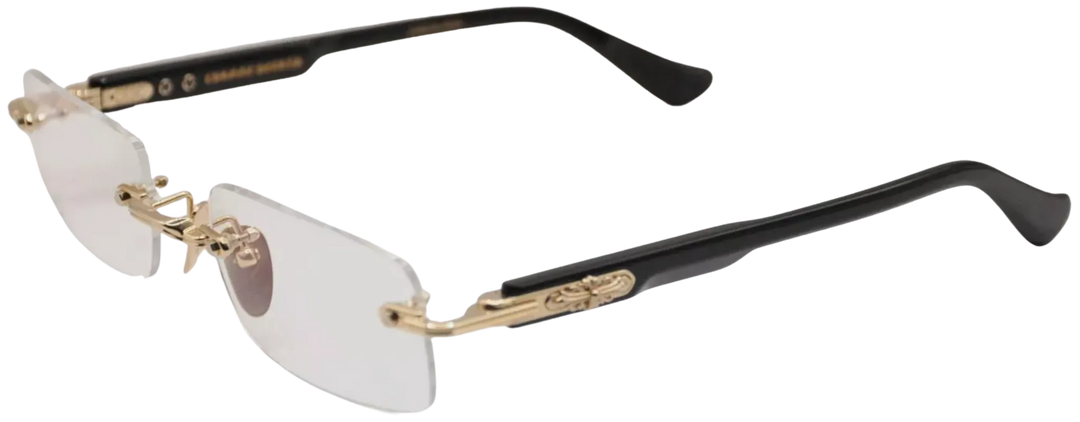 CHROME HEARTS 'DEEP II' 18K GOLD BLACK GLASSES