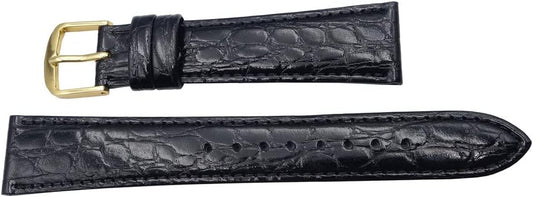 Seiko Watch Band, 0.7 inch (18 mm), DAB3 Cowhide Crocodile Embossed Black, Men's