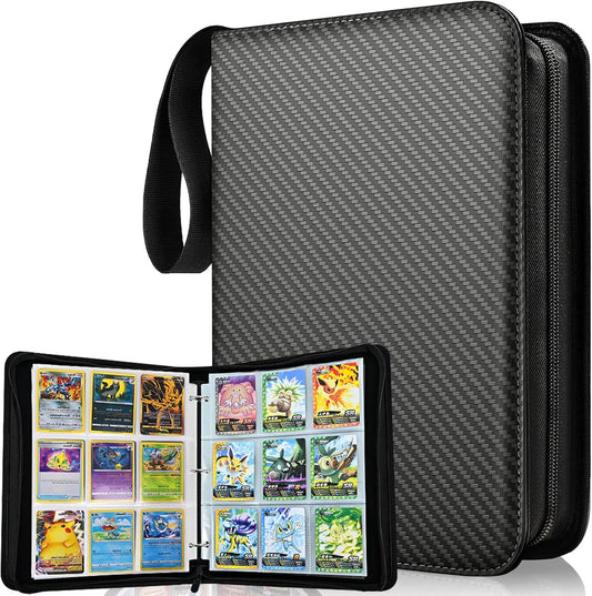 Card Files, Trading Card Files, 9 Pockets, Holds 900 Cards, Pack of 50, Cover is PVC Material, Waterproof and Abrasion Resistant Card Binder, Portable Zipper, For Card Sheets and Other Game Cards (9