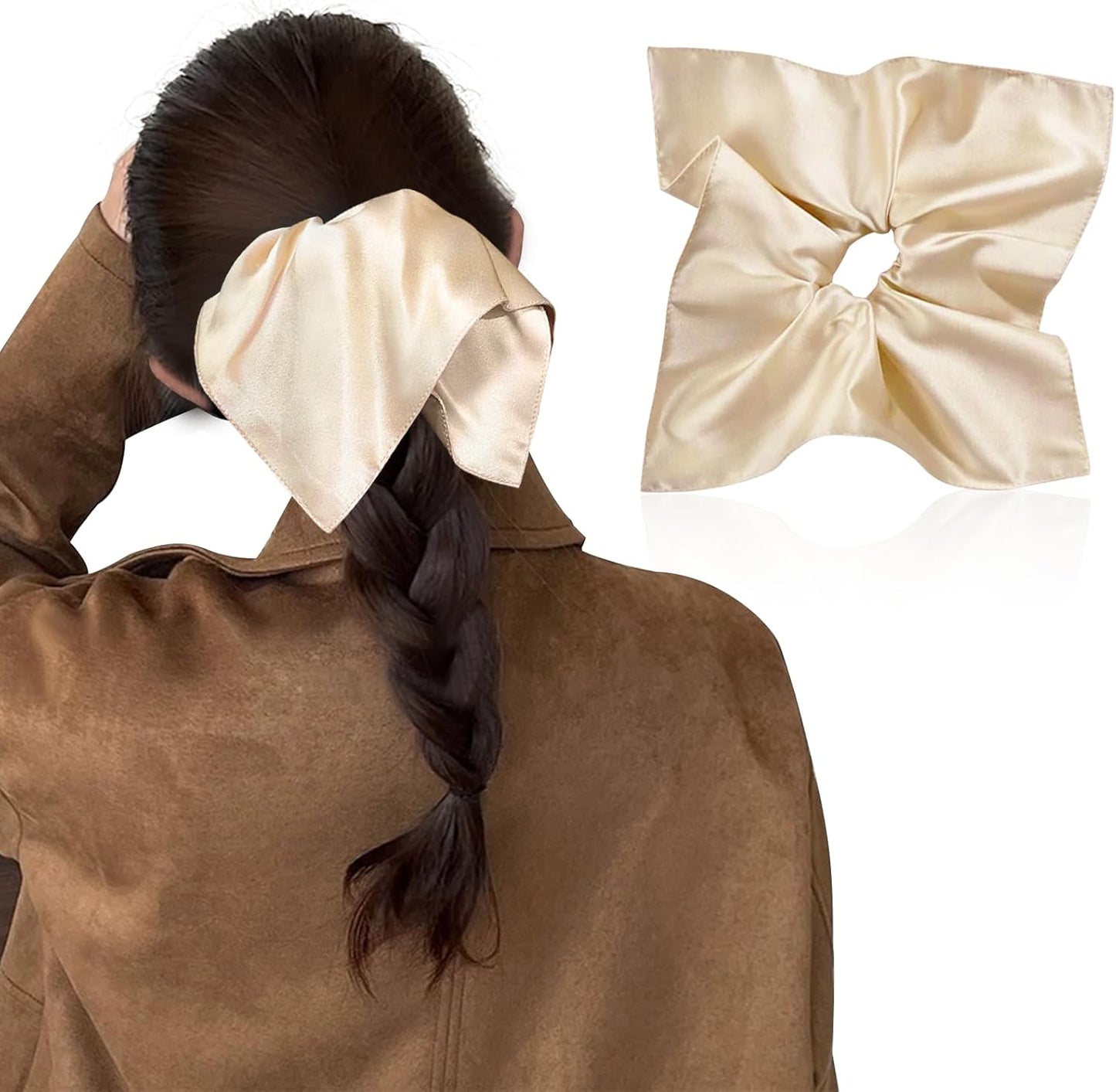 Utukky Silk Scrunchie Silk Hair Rubber Volume, Hair Elastic Fashion, Stylish, Adult 100% Natural Silk, 6A Class, Hair Accessories, Hair Ornament, Anti-Static, Gentle on Hair, Mature Gift