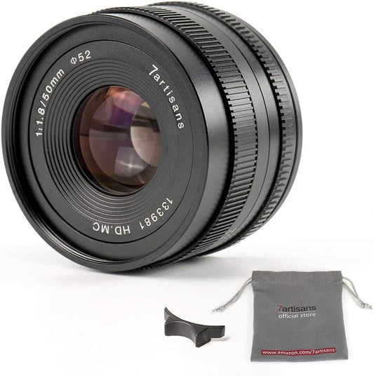 7artisans 50mm F1.8 APS-C Manual Focus Lens for Compact Mirrorless Cameras for Canon M1 M2 M3 M5 M6 M10 EOS-M Mount Black