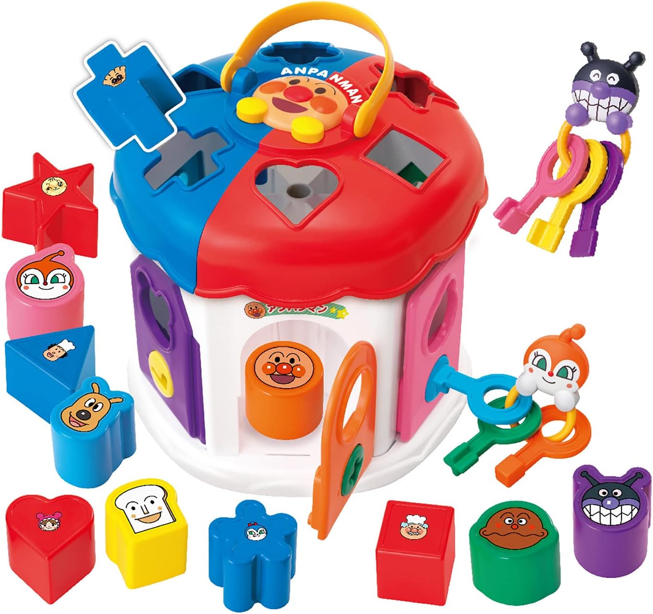 JOYPALETTE Anpanman Put it in! Open it! Can you do it? Key-filled Brain Development Puzzle 12 Pieces 21.5 x 20.7 x 21.2 cm Plastic