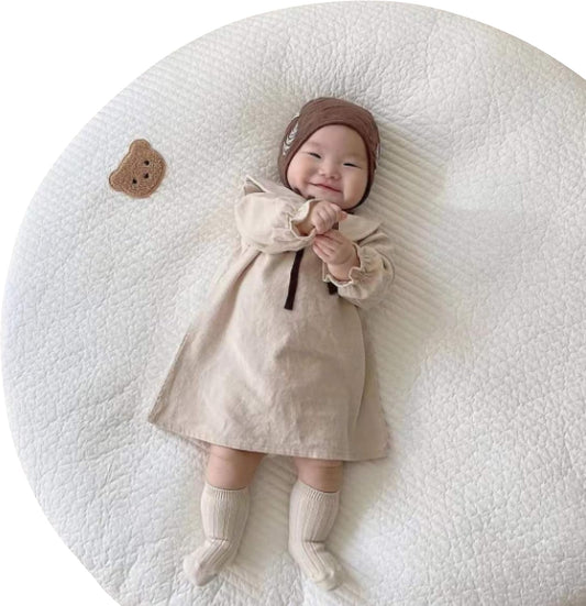 Interior Coordinator Recommendation: Baby Mat, Play Mat, Baby Mat, Round Moon-Aged Photo, Diameter 31.5 inches (80 cm), Zipper Included, Cotton (Bear)